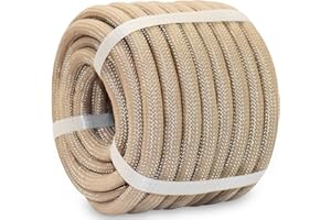 BONSINY Braided Polyester Rope 1/2 in x 50 ft Heavy Duty Rope - Strong Outdoor Rope for Tree Work Swing Pulling Sailing Camping Nautical (Brown)