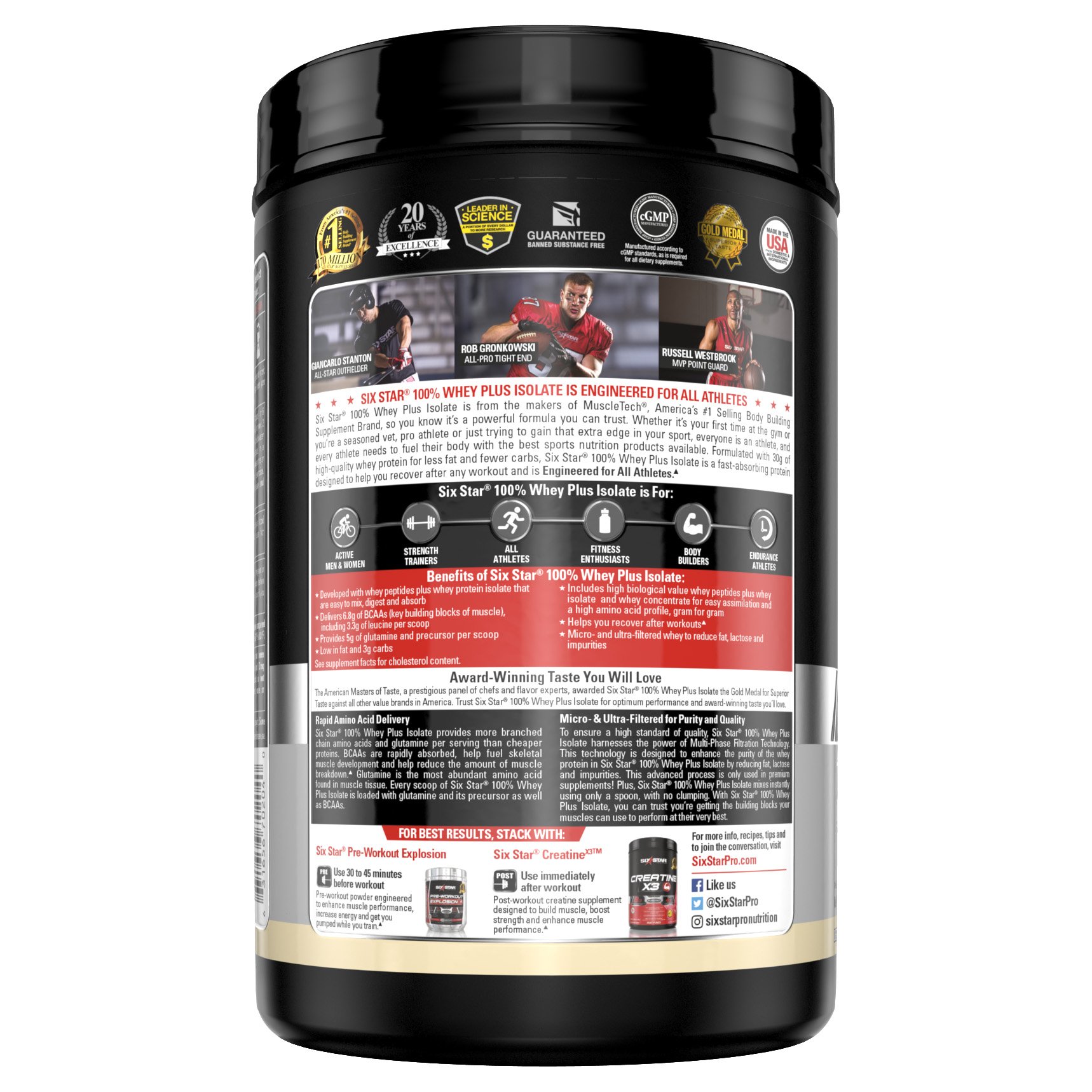 Six Star Whey Isolate Plus Protein Powder, 100% Whey Protein Isolate,Vanilla Cream,1.5 Pounds