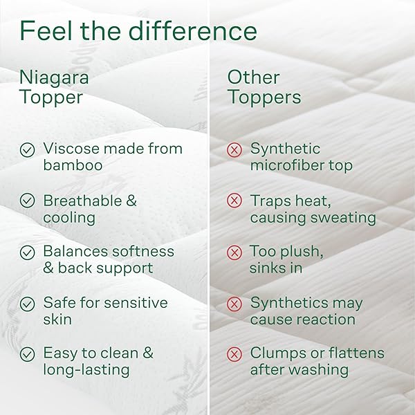 EXTRA-THICK 2 INCH QUEEN SIZE MATTRESS TOPPER — ULTRA PLUSH & SOFT TALL VISCOSE DERIVED FROM BAMBOO MATTRESS PAD, NATURALLY COOLING & PERFECT FOR BACK PAIN RELIEF, WHITE