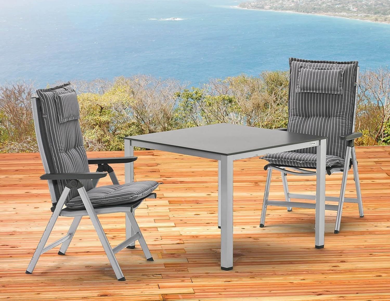 Kettler Sylt 1 Tisch 95 x 95 cm und 2 Sessel und 2 ...