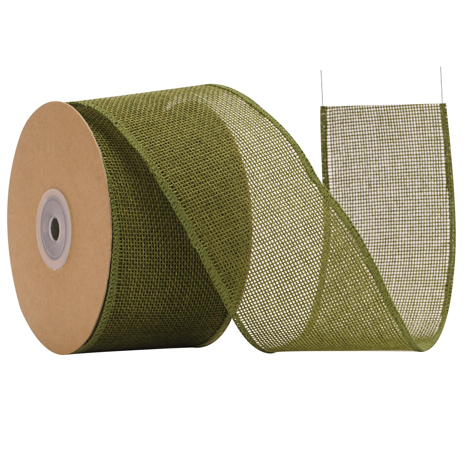 G2PLUS 6.4cm Sage Green Wired Burlap Ribbon: 10m Hessian Ribbon for Crafting, Bows, Gift Wrapping, Wreaths, Christmas Decoration