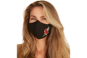 Washable Face Mask with Adjustable Ear Loops & Nose Wire - 3 Layers, 100% Cotton Inner Layer - Filter Pocket