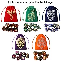 Grajar 35Pcs DND Dice Set with 5 Colorful Animal