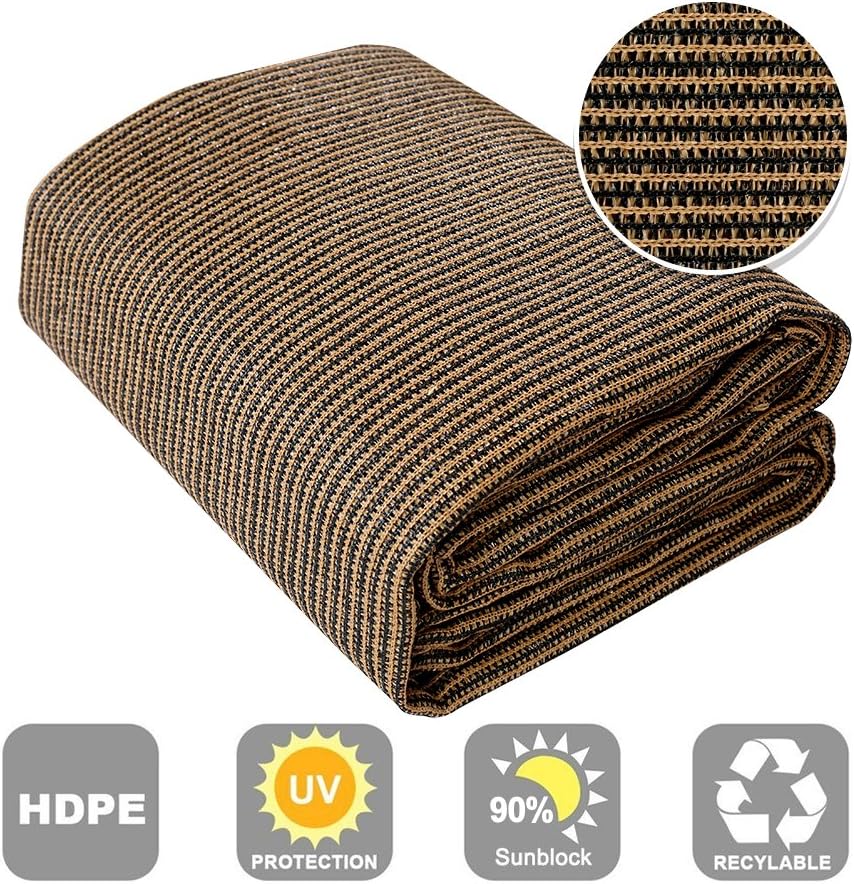 Shatex 90% Sun Shade Fabric for Pergola Cover Porch Vertical Screen 6' x 20', Coffee