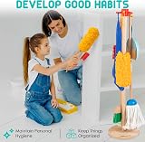 HELLOWOOD 8-Piece Wooden Cleaning Set for Kids Beech Wood Pretend Play view 4