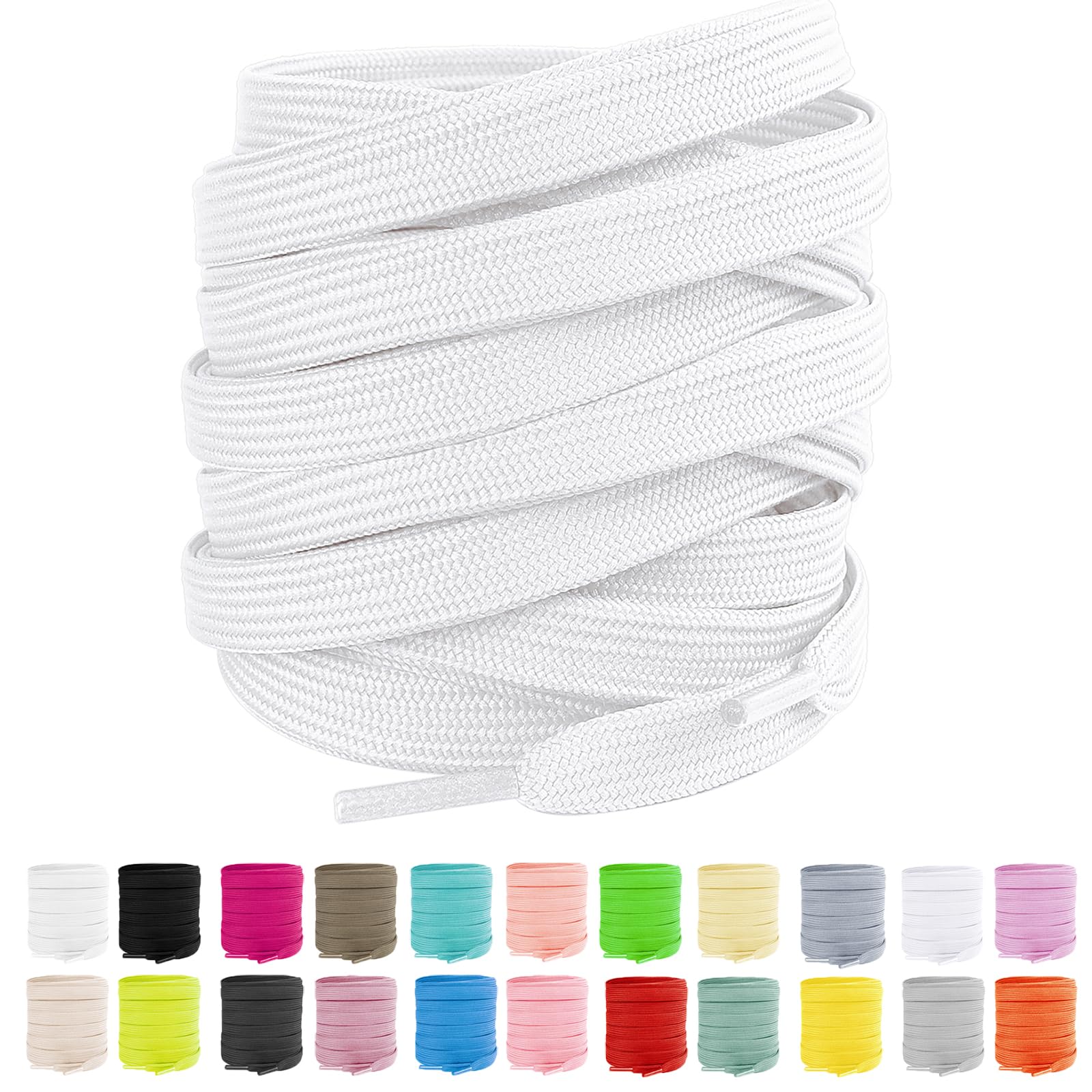 LUOFMISS 2 Pairs Flat Shoe Laces 5/16" Athletic