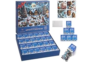 ADNCZZXM Advent Calendar Puzzle,Christmas Advent Puzzle,Advent Puzzles for Adults 2024,Advent Calendar 2024 Kids,Christmas Jigsaw Puzzles Vacation Countdown Calendar 1000 Pieces (Christmas Dinner)