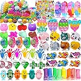 Taulaap 126 Pcs Pop Party Favors for Kids, Treasure Box Toys for Classroom Prizes, Pinata Stuffers, Goodie Bag Filler, Treasure Chest, Carnival Bulk Small Toys, Easter Basket Egg Fillers