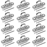 TERMATH 12 Pcs 304 Stainless Steel Pad Eye Hooks,Screw Hooks,1.8 inches String Lights Hook,Plant Hangers with Screws Anchors
