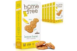 Homefree Mini Lemon Burst Cookies, Gluten Free, Nut Free, Vegan, School Safe and Allergy Friendly Snacks, 5 Oz Box (Pack of 6), Made In USA