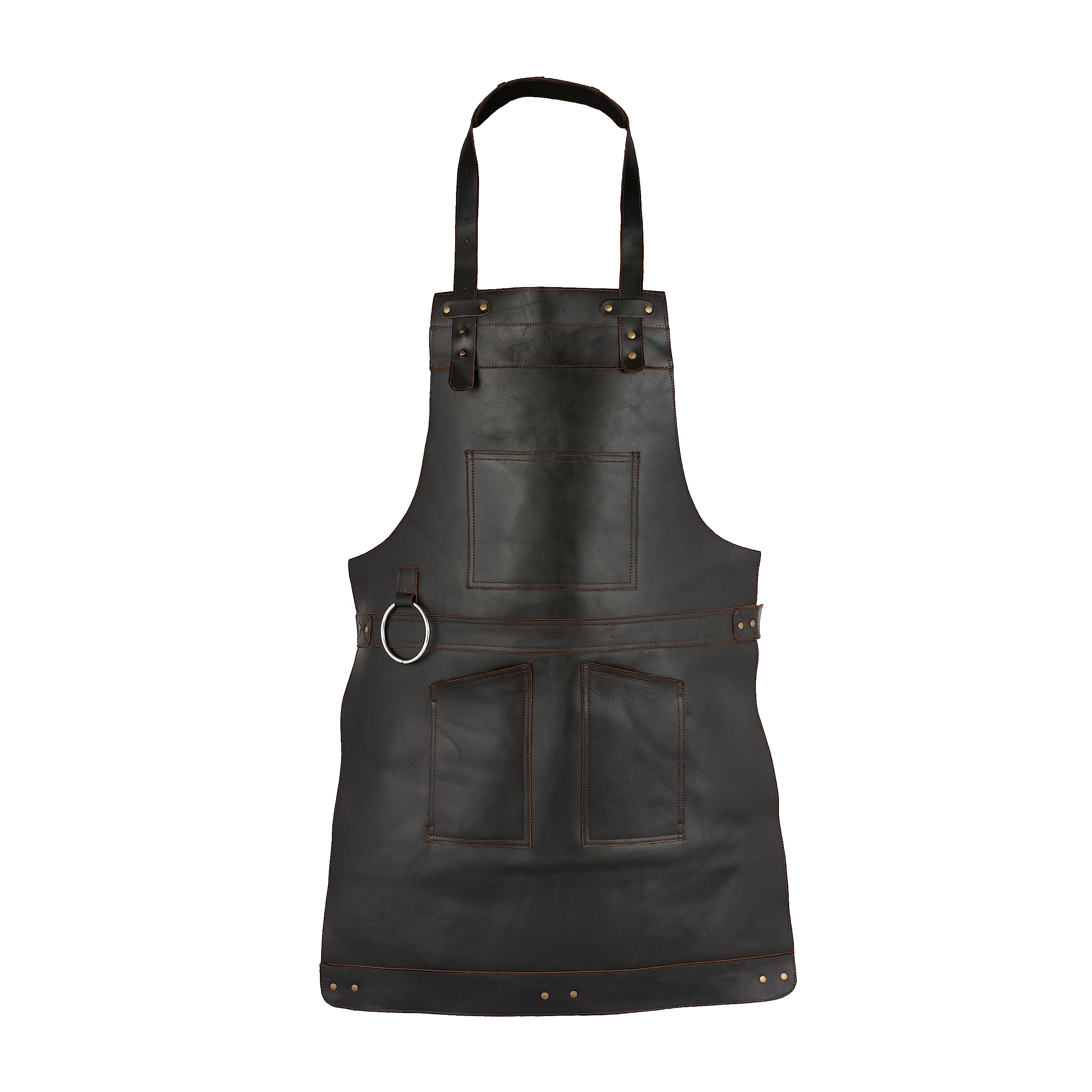 Leathershire Dark Brown Full Grain Leather Apron Butcher -Cook -BBQ -Cooking - Wood work - Cheff - BBq Grill Gift (Chocolate Brown)