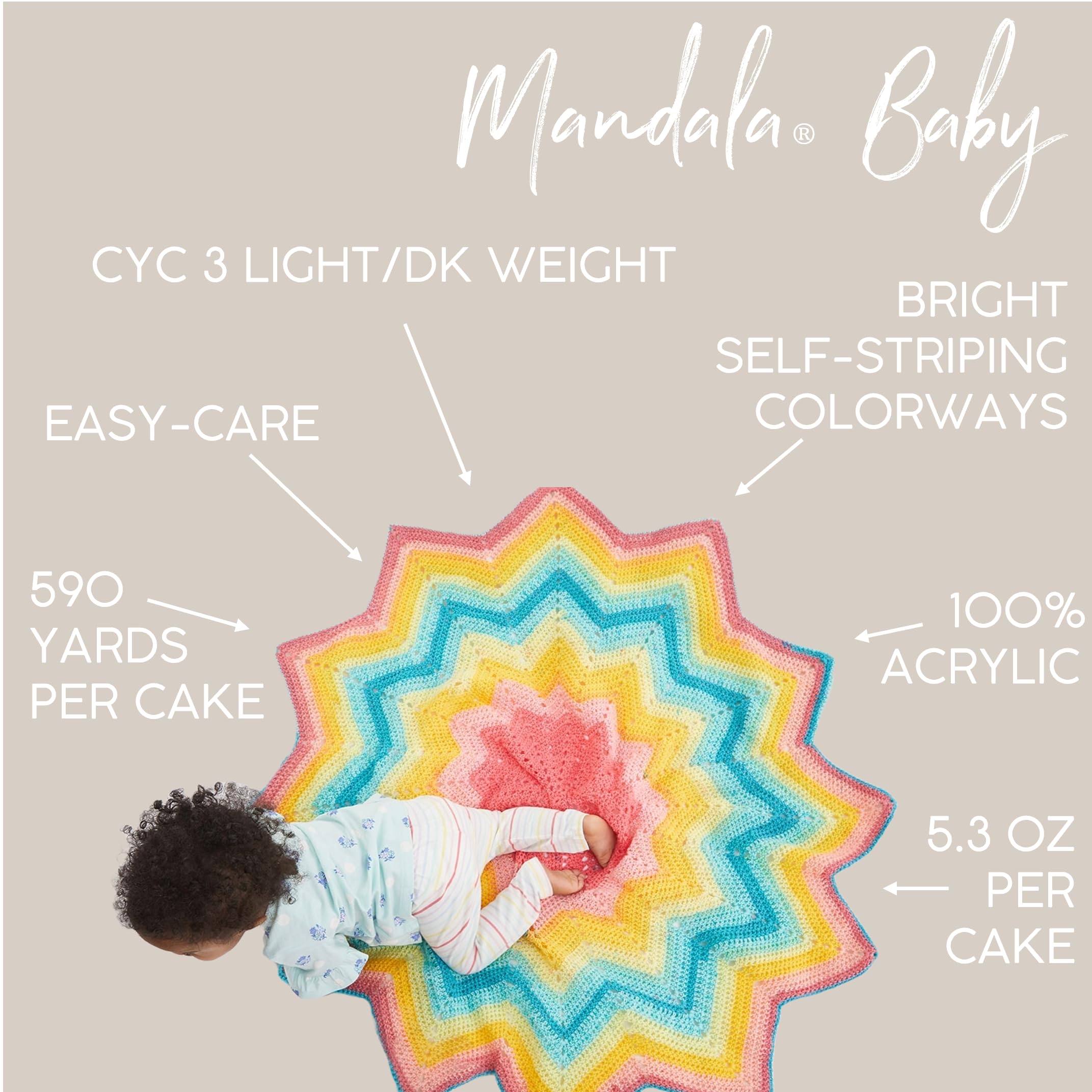 Lion Brand Yarn (1 Skein) Mandala Baby Yarn, Narnia, 1770 Foot (Pack of 1)
