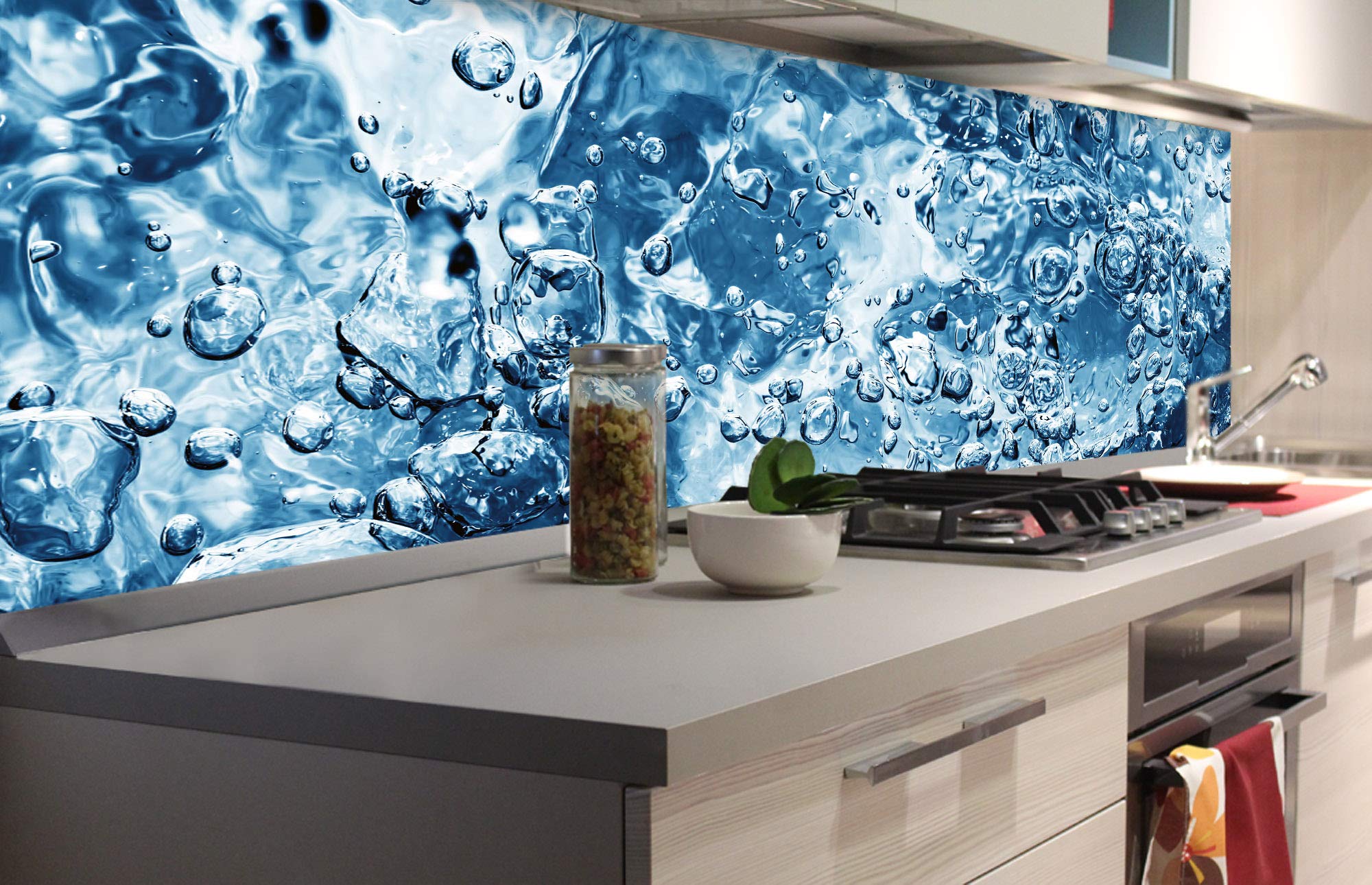 DIMEX LINE Peel and Stick Kitchen Backsplash Sticker Sparkling Water | Waterproof Decorative Wall Foil for Kitchen | Made in EU - 180.01 × 60.00 cm