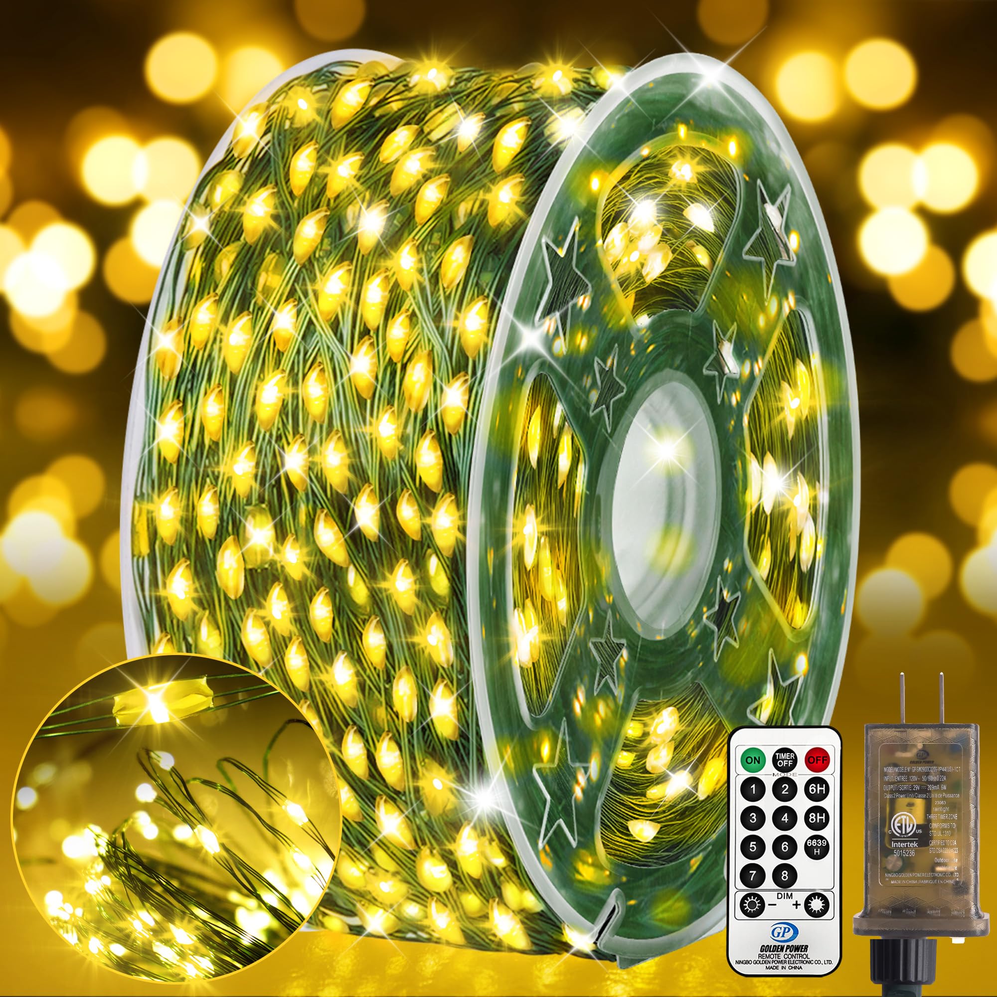 KNONEW 203FT Outdoor Christmas Fairy Lights Plug