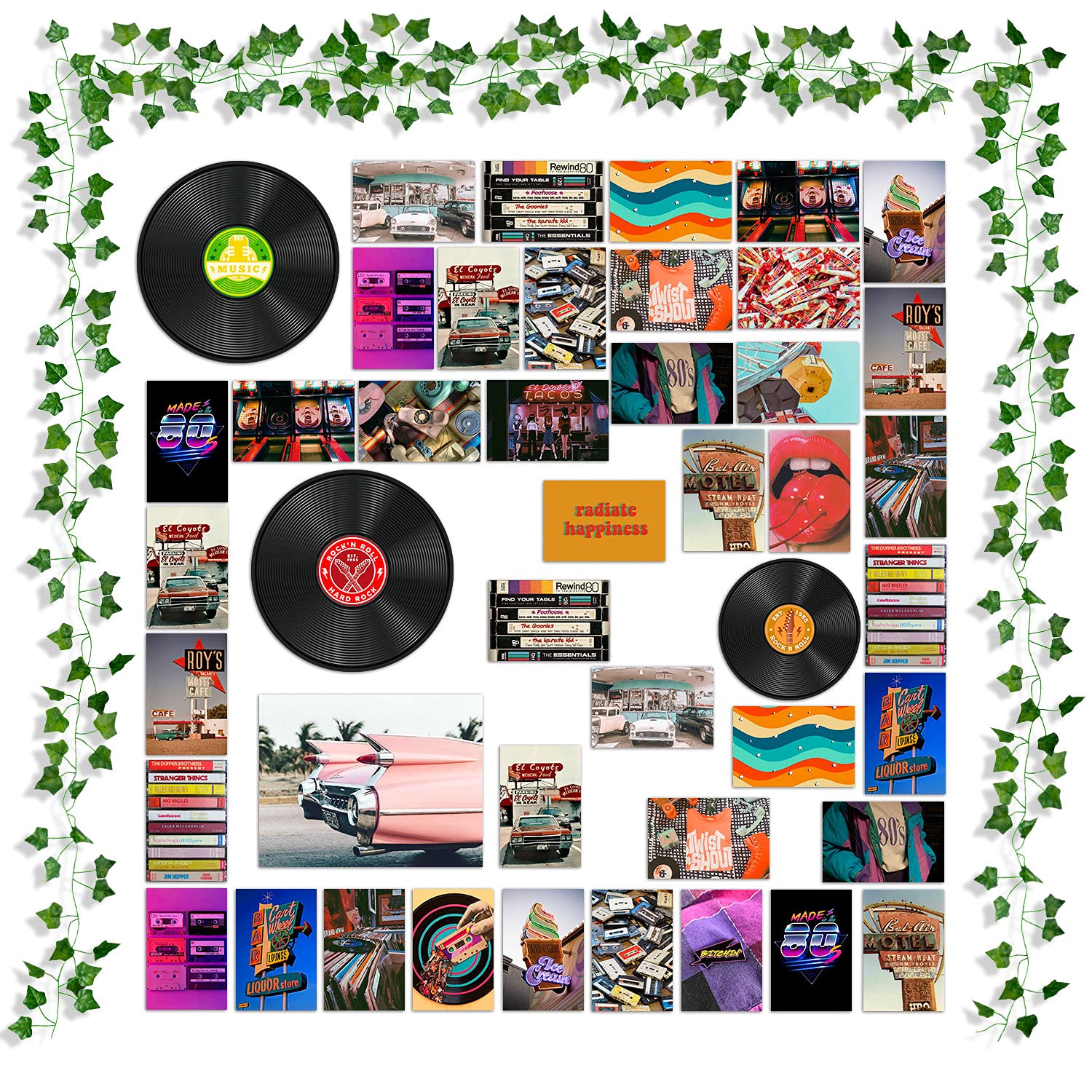 48Pcs Retro Record Aesthetic Picture for Wall Collage, Indie Room Decor, Art Posters for Dorm Wall Decor, Room Art Prints for VSCO Girls Boys, Party Photo Display, Bedroom Poster for Music Lovers