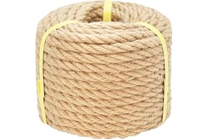 VEIZEDD 1OO%% Natural Hemp Rope 49 Feet 1/2 inch Ply Jute Rope All Purpose Cord for Crafts, Sporting, Landscaping Nautical Knots, Wedding Decor, Hanging Flower Baskets, Gardening