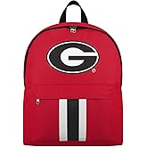 FOCO NCAA Officially Licensed Team Color Primary Logo Solid Stripe College Sports School Bag Travel Backpack - Georgia Bulldogs - Red