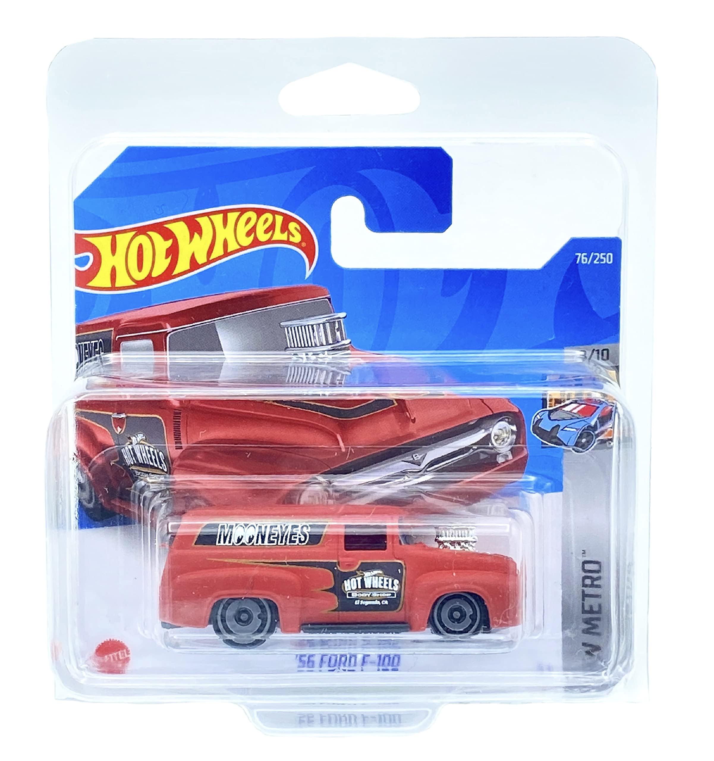 Hot Wheels '56 Ford F-100 (Matte Red) 8/10 HW Metro 2022 - 76/250 (Short Card) *** COMES IN A KLAS CAR KEEPER PROTECTIVE COLLECTORS CASE *** HCV93