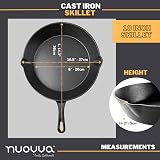 nuovva Pre-Seasoned Cast Iron Skillet 10in Frying Pan Oven Safe Black view 3