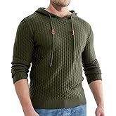 Askdeer Men's Pullover Sweater Long Sleeve Waffle Knitted Sweater Casual Soft Hoodie Pullover Sweaterwith Ribbing Edge Army Green