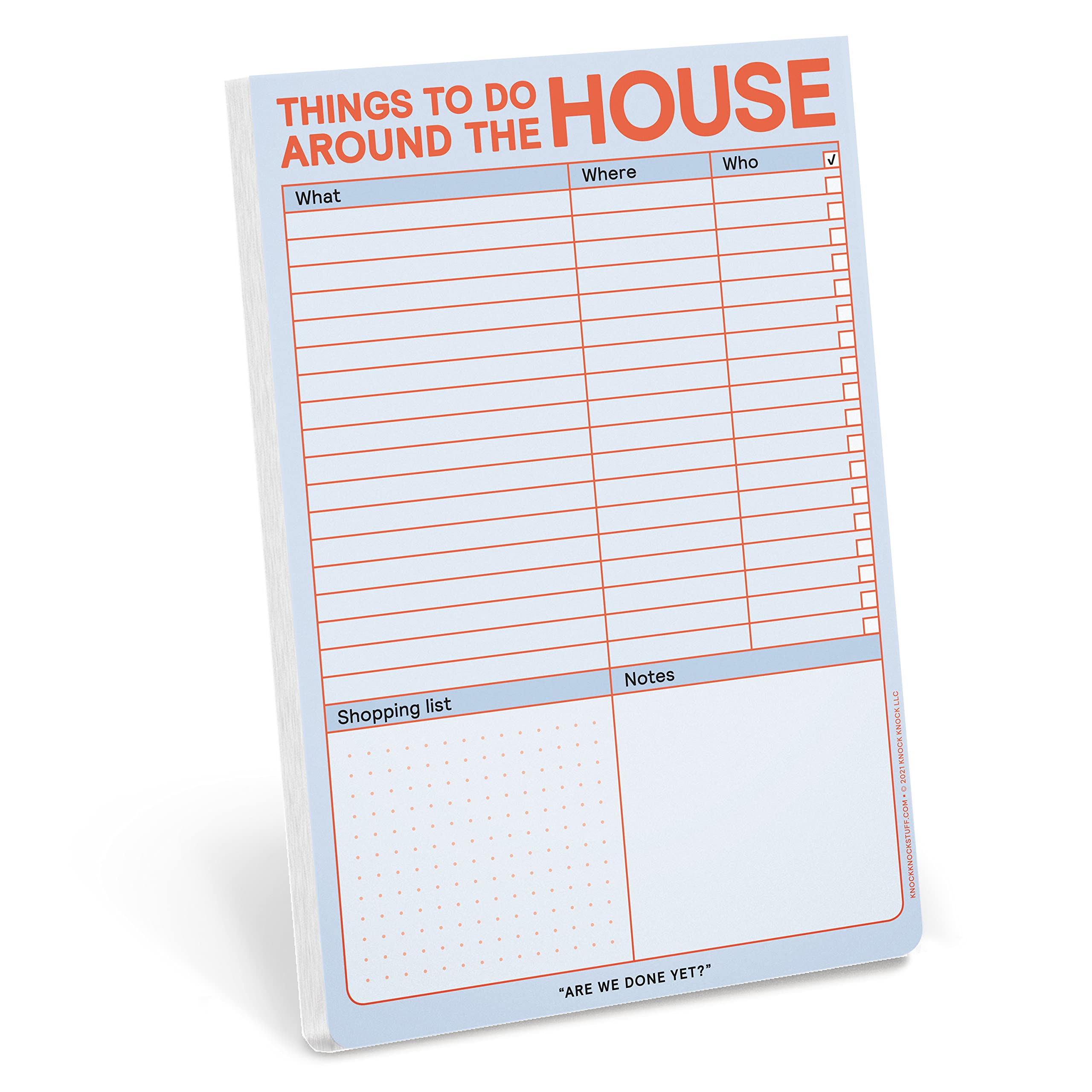 Knock Knock Things to Do Around the House Notepad with Magnet, Honey-Do List Note Pad, 6 x 9-inches (Pastel Edition)