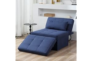 BIGSYY Sofa Bed, 4 in 1 Multi-Function Folding Ottoman Breathable Linen Couch Bed with Adjustable Backrest Modern Convertible Chair for Living Room Apartment Office, Blue