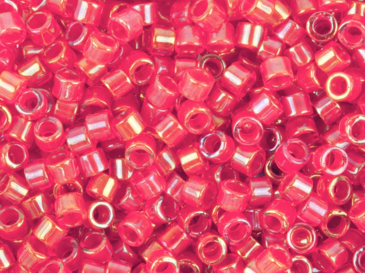 Red Lined Crystal AB Miyuki Glass Delica Beads 7.2g 11/0 DB295