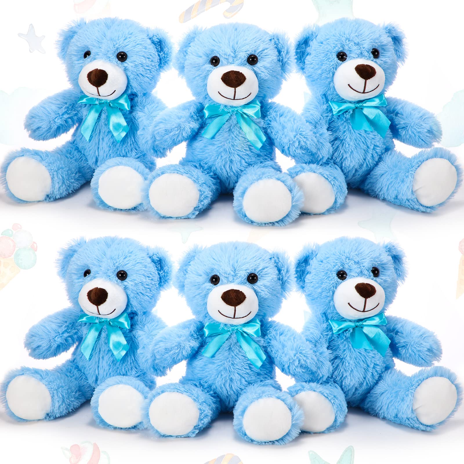Photo 1 of **DIRT**Aoriher 6 Pieces Valentines 10 Inch Bear Bulk Stuffed Animal Baby Shower Soft Cute Bear Plush Toys Sleeping and Playing Valentines Baby Shower Birthday Party Favor Decorations