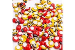 X HOT POPCORN 300PCS Wooden Bees Ladybugs Self-Adhesive Wooden Bees and Wooden Ladybugs Embellishments for Craft Scrapbooking DIY Decoration