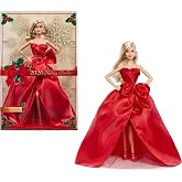 Barbie Signature 2026 Collectible Holiday Doll and Doll Stand | Blonde Hair Fashion Doll, Wearing Red Gown with Bow in Displayable Packaging, Ages 6+
