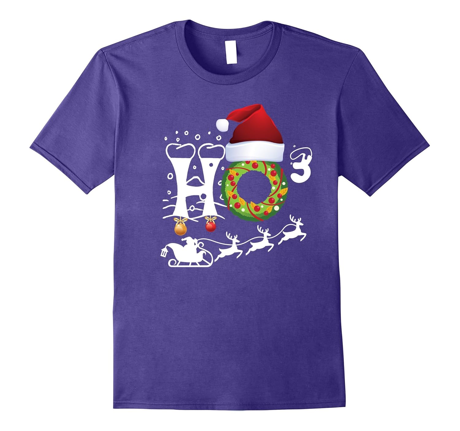 Ho Ho Ho3 Funny Christmas Cubed Santa Hat Xmas T-Shirt 2-ANZ