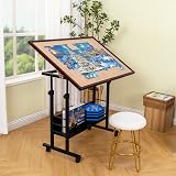 Becko US Jigsaw Puzzle Table 1500pc Tilting Height Adj 4 Wheels Storage view 2