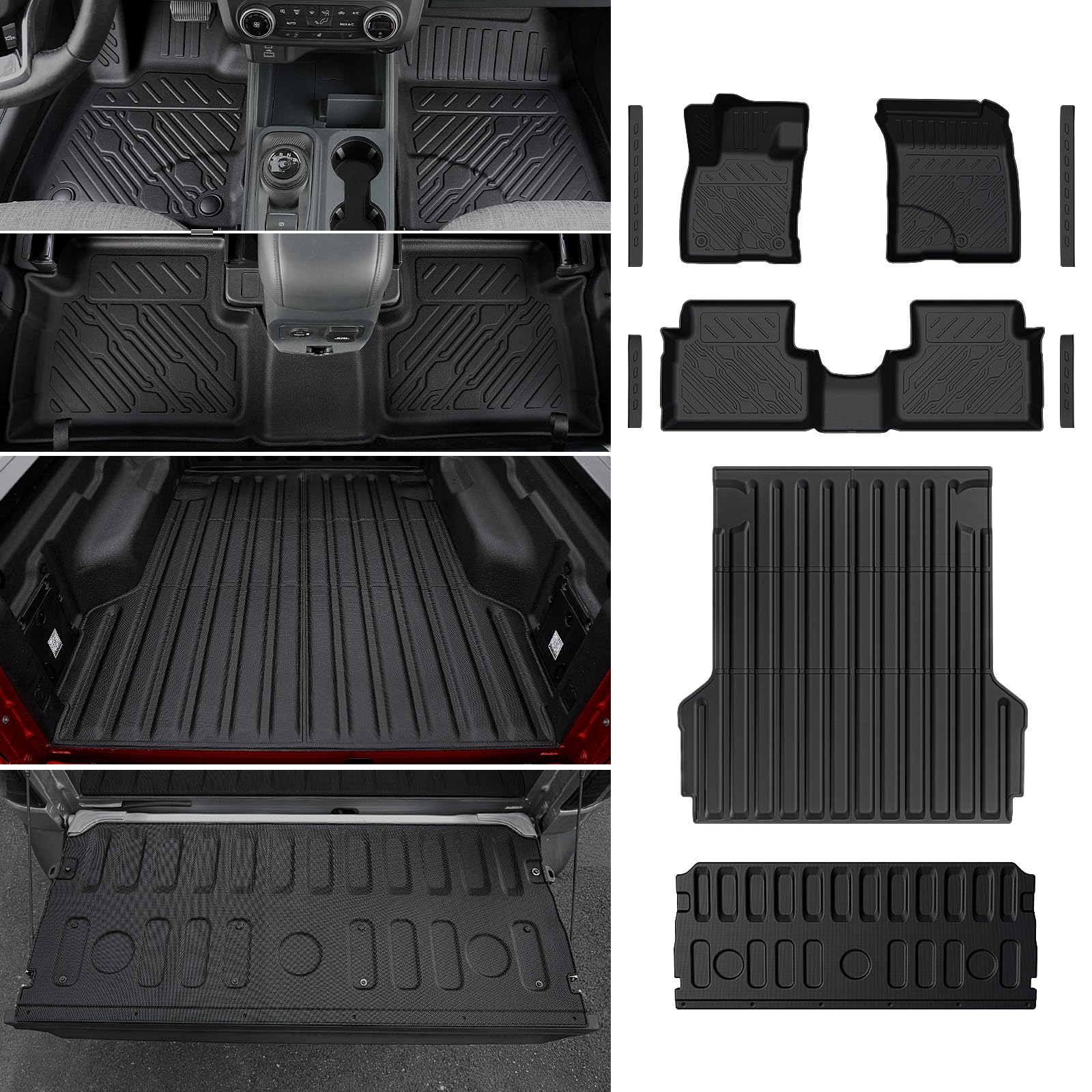 Photo 1 of Mabett Truck Bed Mat with Tailgate Mat and Floor Mats with Door Sill Protectors for Ford Maverick Gasoline Model 2022-2025,All - Weather TPE Liners Accessories(NOT fit Hybrid)