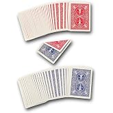 Hat Trick Magic Red-Blue Double Bicycle Rider Back Gaff Playing Cards | Rider Back design on standard Bicycle stock; includes red/blue double-back cards for seamless tricks and card magic routines.
