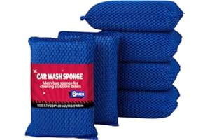 AIDEA Car Wash Sponge, Microfiber Large Bug and Tar Remover for Cars, Non Scratch Reusable Mesh Car Wash Sponges, Blue, 5.71 