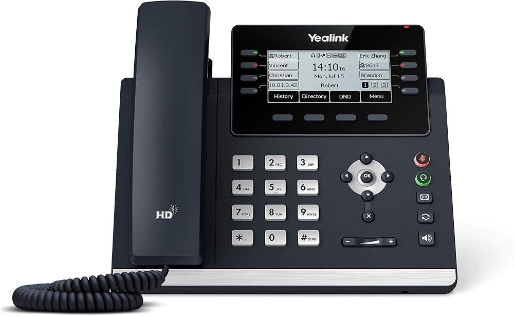 Yealink SIP T43U IP Phone PoE 3.7 in LCD Optima HD 12 SIP Accounts Black