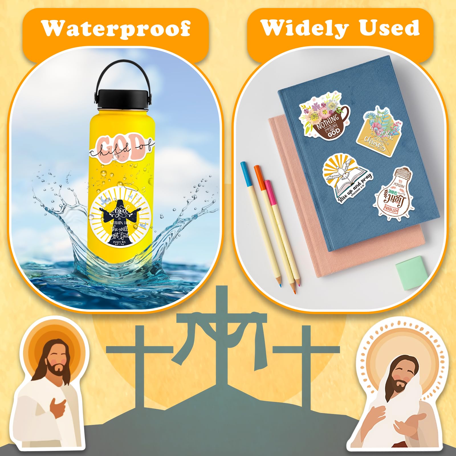 WAKEMOODEI 400PCS Christian Stickers, Jesus Bible Verse Stickers for Journaling Religious Motivational Quote Stickers Pack God Christian Gifts for Women Adults
