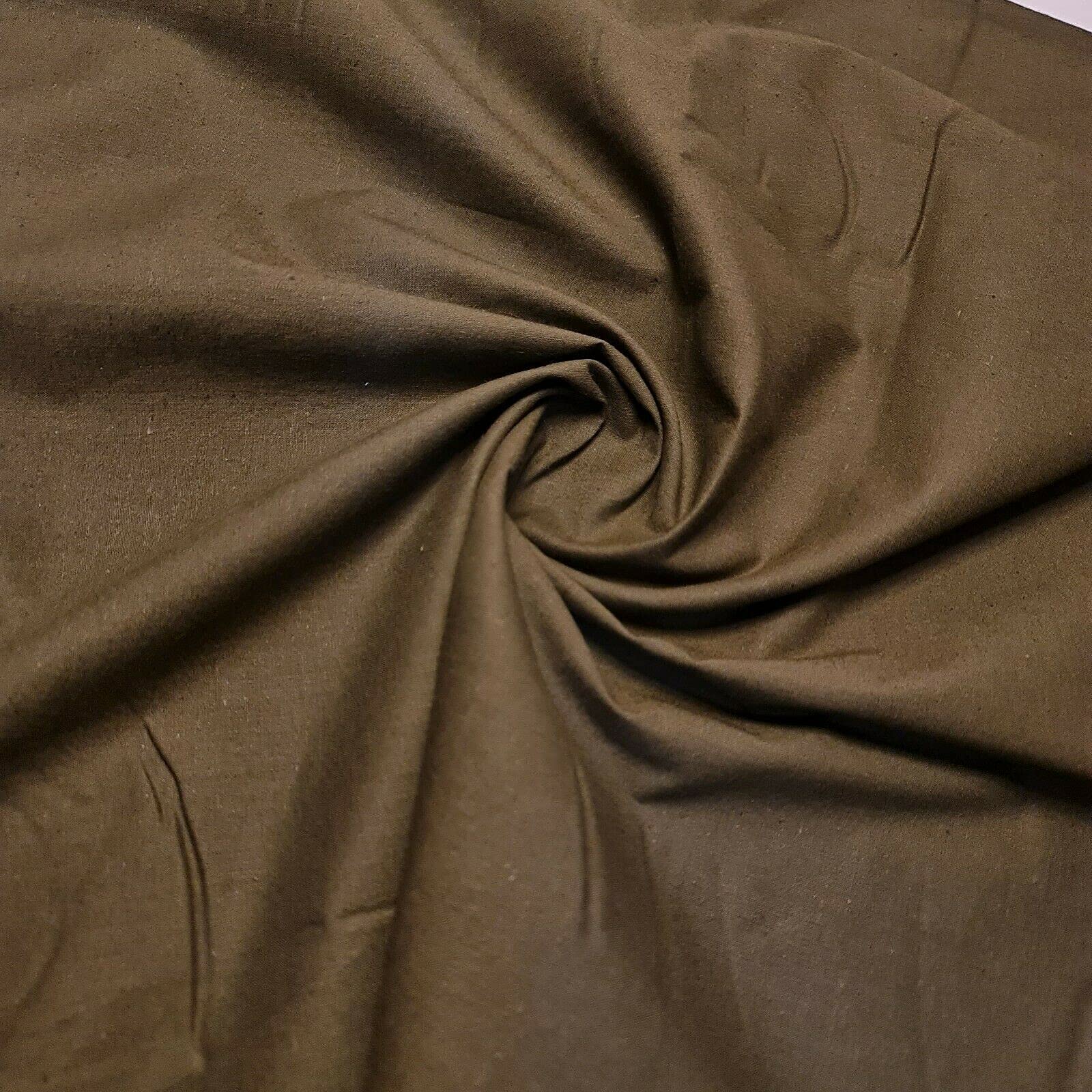 Plain 100% Cotton Fabric Quilting Dress Making Fabric 112cm (44") Wide (Khaki, 2 Meter)