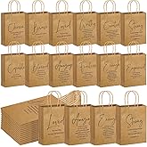 Gersoniel 48 Pcs 24 Pcs Christian Gift Bag Bulk Religious Kraft Medium Bible Verse Brown Church Inspirational Welcome Thanksgiving Gift Bags with Handle for Family Baptism (Modern Design)