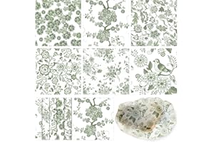 Epakh 36 Pack 6 Style Sage Green Christmas Paper Napkins for Decoupage Assorted Floral Chinoiserie Decorative Cocktail Napkin Toile Paper for Crafts DIY Project Furniture Decor, Each Unfolded 13''