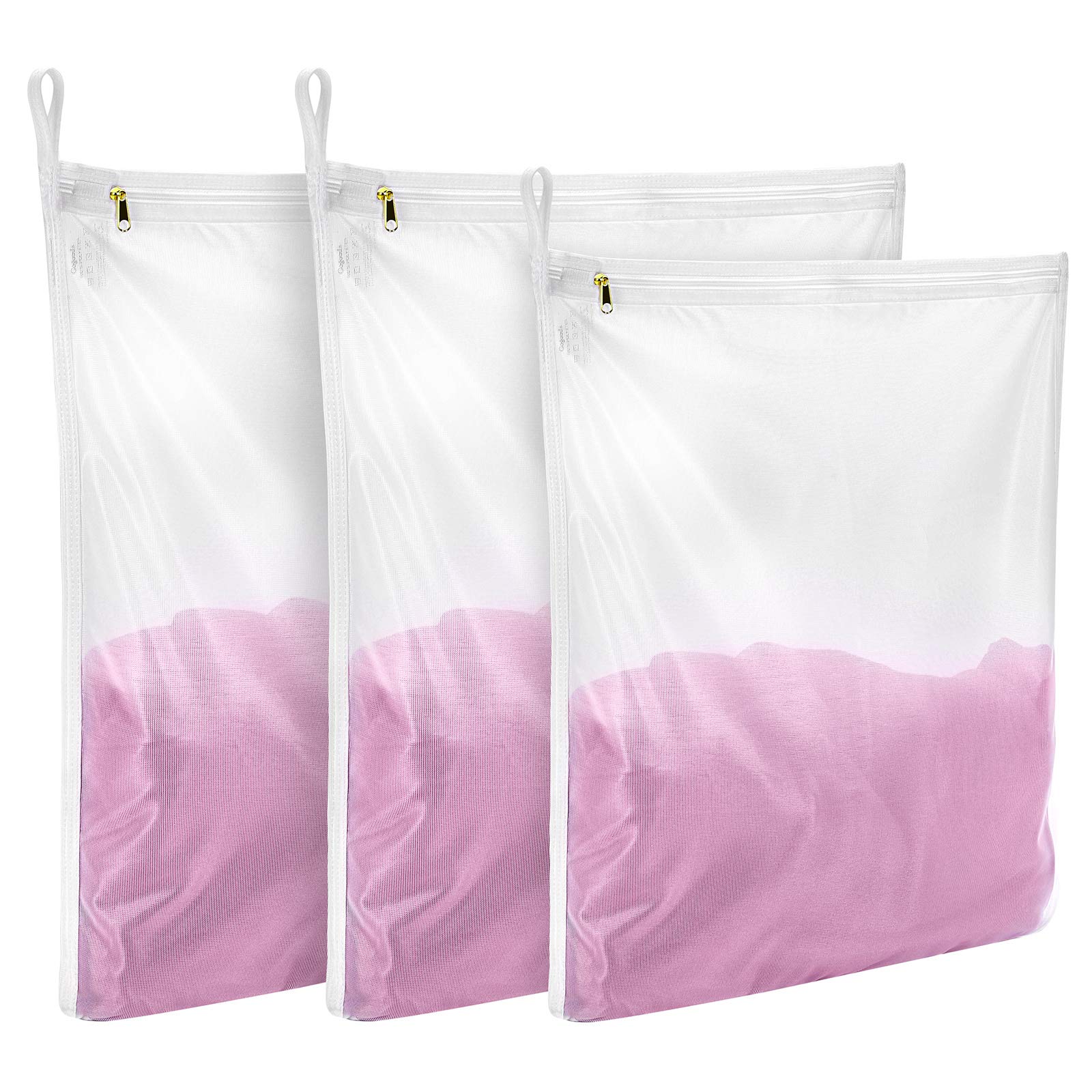 GOGOODA Delicates Laundry Bags, Fine Mesh Wash Bag for Lingerie, Underwear, Bra, Silk, Socks with Hanging Loop (3 Set(1S,2M))