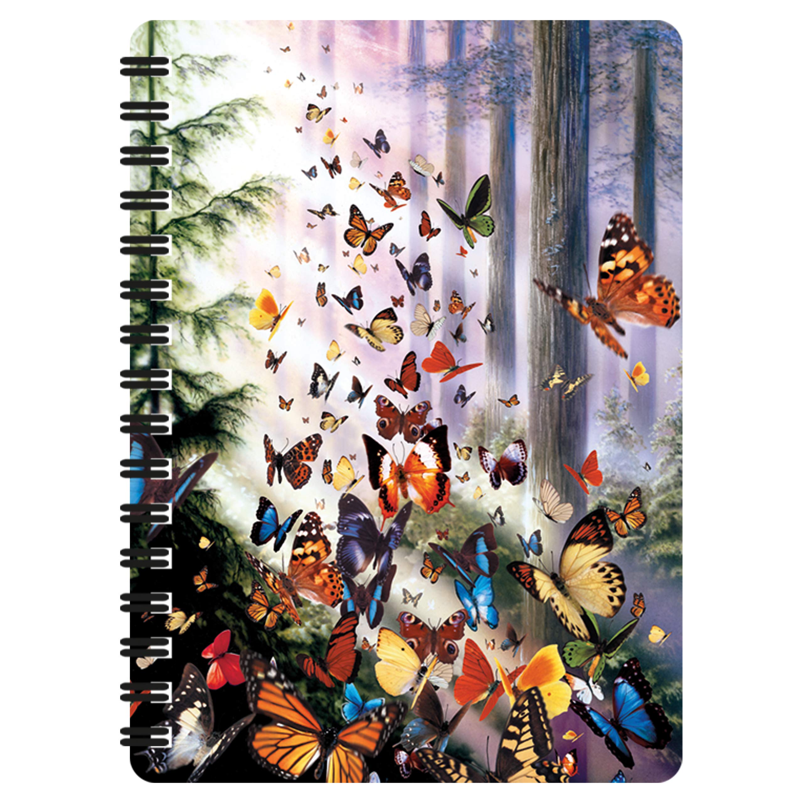 3D LiveLife Jotter - Butterfly Woods from Deluxebase. Lenticular 3D Forest A6 Spiral Notebook with plain recycled paper pages. Artwork licensed from renowned artist David Penfound