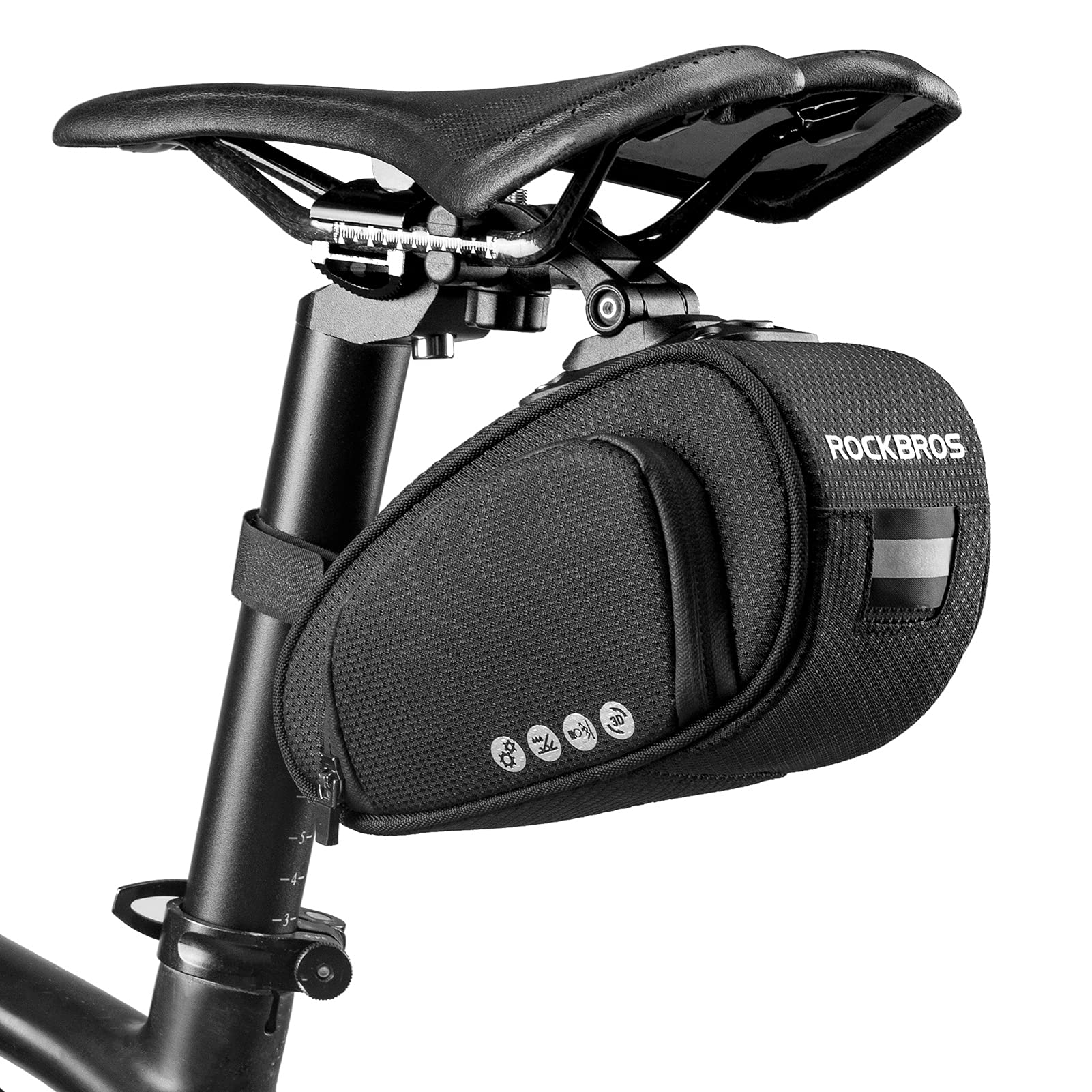 ROCKBROS Practical Bicycle Saddle Bag with Quick Closure for Racing Mountain Bike Folding Bike 1L Black