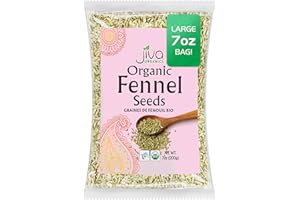 Jiva USDA Organic Fennel Seeds 7oz - Packaged in Resealable Bag