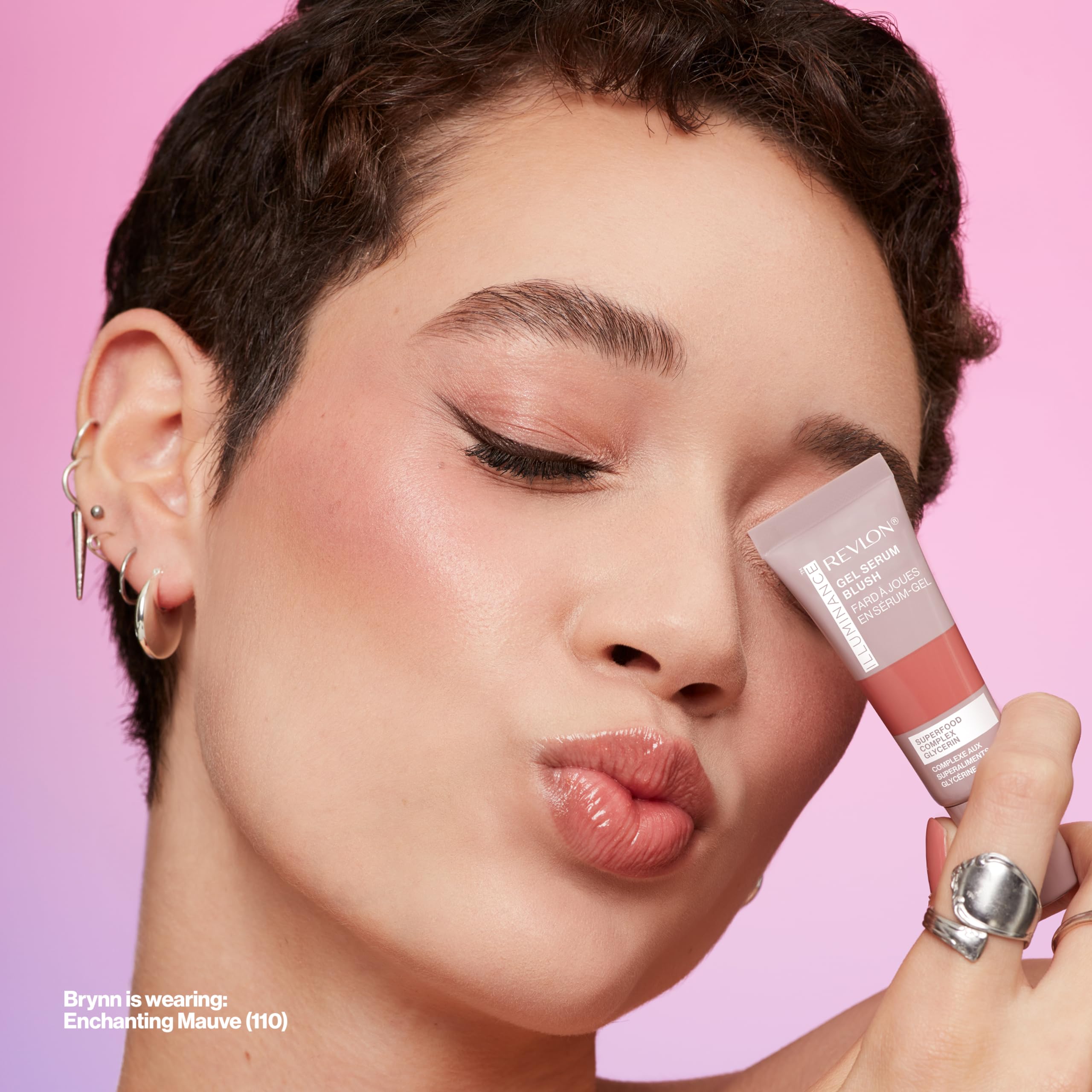REVLON Illuminance Gel Serum Blush, Visibly Plump Cheeks, Dewy Finish and Hydrates All Day, 110 Enchanting Mauve, 0.37 fl oz.