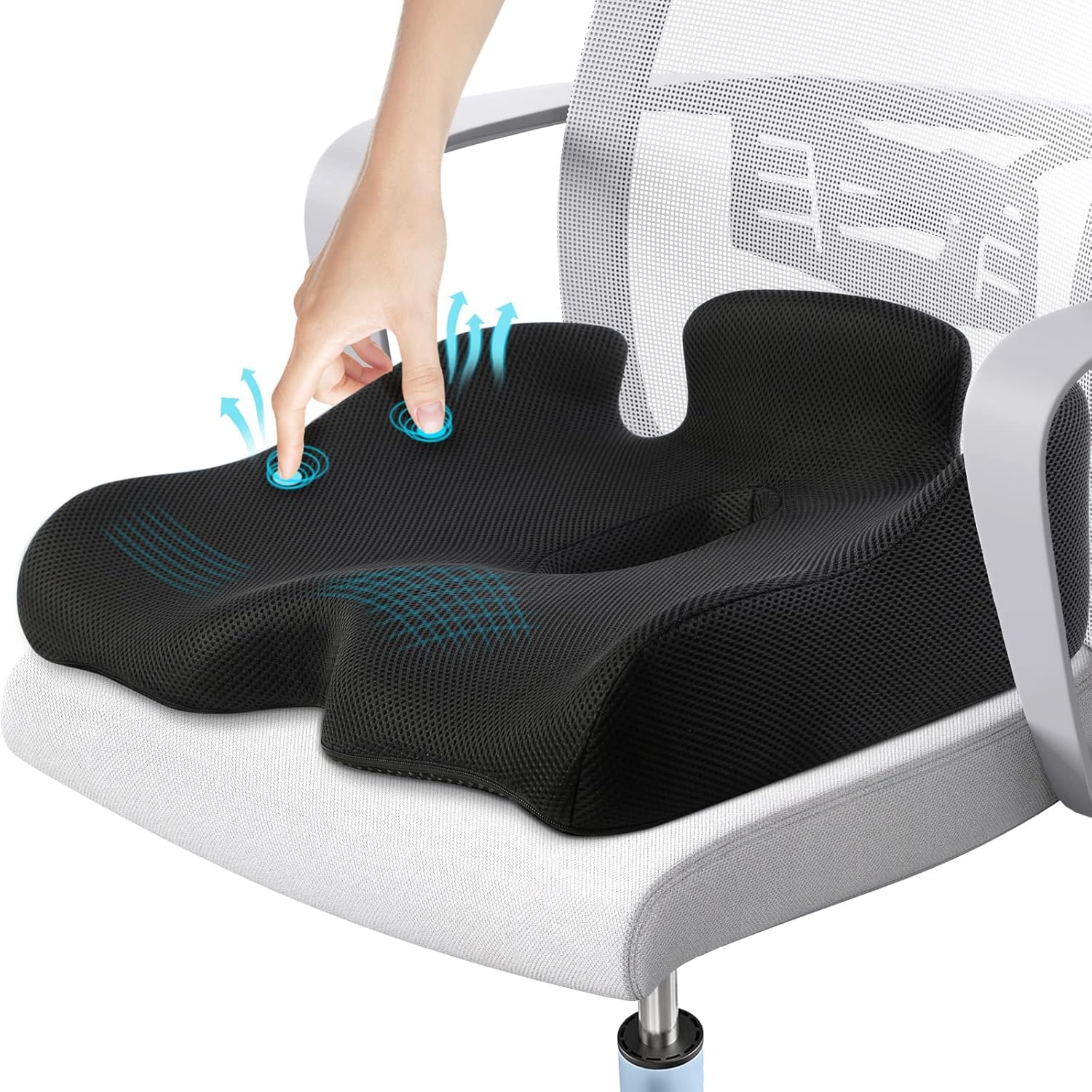 Photo 1 of Benazcap X Large Memory Seat Cushion for Office Chair Pressure Relief Sciatica & Tailbone Pain Relief Memory Foam Firm Coccyx Pad for Long Sitting, for Office Chair, Gaming Chair and Car Seat Upgrade