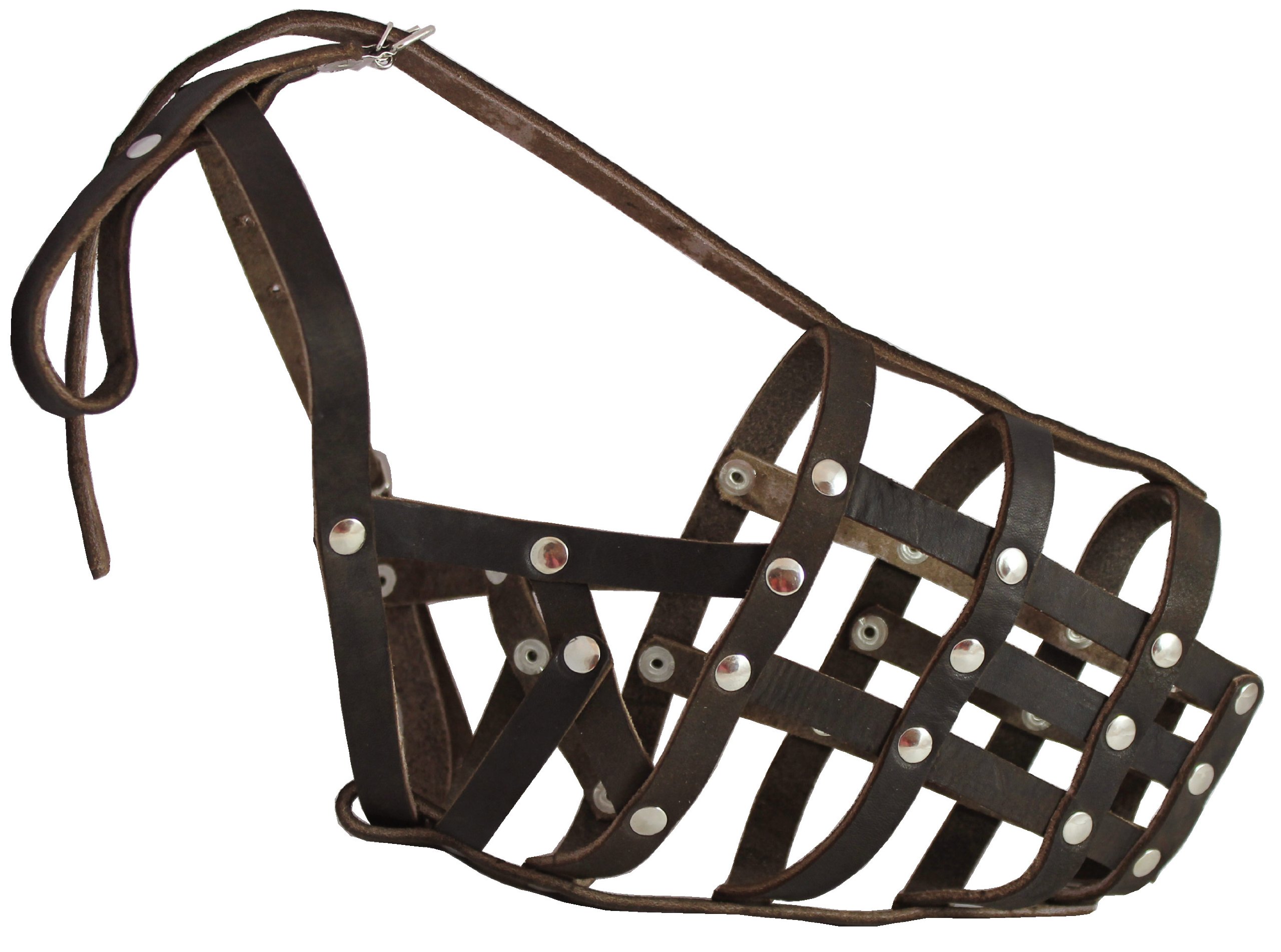 Secure Genuine Leather Mesh Dog Basket Muzzle - German Shepherd Male, (Circumference 13", Snout Length 5")