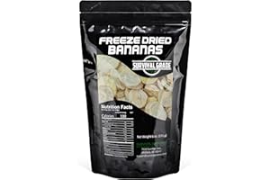Survival Grocery® Freeze Dried Bananas - Gluten-Free, Unsweetened Banana Chips - Vitamin C & Fiber Rich Snack, Long Shelf Life, Natural Freeze Dried Fruit For Oatmeal, Granola, Smoothies, Baking Or On-the-go Snacking, 6 Oz