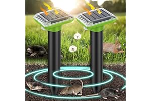 DEFENDY Solar Mole Repellent, Ultrasonic Gopher Repeller Outdoor, Solar Powered Waterproof Snake Repellent Deterrent Gopher Vole Snake Pest and Other Rodent Animals from Lawn Garden Yard Home(2 Packs)