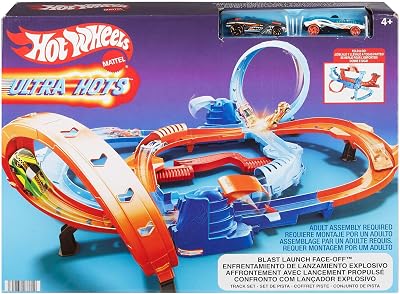 Hot Wheels Ultra Hots Blast Launch Face-Off Track Set with 2 Cars HXR71